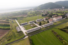 Aerial photograpy of Sequals in the state Friuli Venezia Giulia, Italy