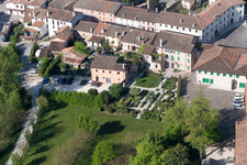 Aerial view of Sesto al Reghena in the state Pordenone, Italy