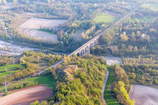 Viaduct of the railway bridge structure to route the railway tracks ver the tagliamento in Cavasso Nuovo in Friuli-Venezia Giulia, Italy