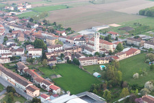 Aerial view of Arzene in the state Friuli Venezia Giulia, Italy