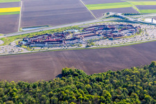 Bird's eye view of Building of the shopping center Roppenheim The Style Outlets in Roppenheim in Grand Est, France