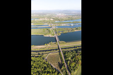 Rhine Lock Iffezheim in Roppenheim in the state Bas-Rhin, France out of the air