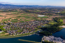 Aerial view of Motor Yacht Club Greffern eV in the district Greffern in Rheinmünster in the state Baden-Wuerttemberg, Germany
