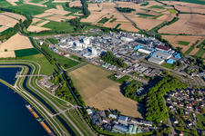 Aerial photograpy of UHU Logistics Center and Dow MF Produktions GmbH & Co. Ohg in the district Greffern in Rheinmünster in the state Baden-Wuerttemberg, Germany