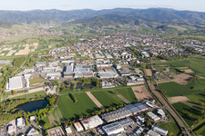 Oblique view of Industrial Area West in the district Vimbuch in Bühl in the state Baden-Wuerttemberg, Germany