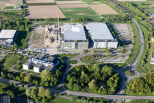 Bußmatten industrial area LUK construction site in Bühl in the state Baden-Wuerttemberg, Germany from above