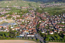 Aerial view of Town View of the streets and houses of the residential areas in Steinbach in the state Baden-Wurttemberg, Germany