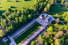 Building complex in the park of the castle Favorite in Rastatt in the state Baden-Wurttemberg, Germany seen from above