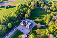 Favorite Castle at Förch in the district Förch in Rastatt in the state Baden-Wuerttemberg, Germany from the plane
