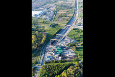 Construction site with tunnel guide for the route of ICE Neubaustrecke Karlsruhe-Basel in Oetigheim in the state Baden-Wurttemberg, Germany