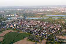 Aerial view of District Maximiliansau in Wörth am Rhein in the state Rhineland-Palatinate, Germany