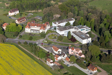 Aerial view of Thermal baths of Moosbronn in Morsbronn-les-Bains in the state Bas-Rhin, France