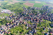 Aerial view of Village view in Mietesheim in the state Bas-Rhin, France