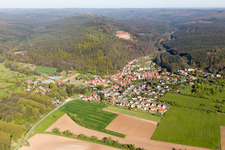 Offwiller in the state Bas-Rhin, France seen from above