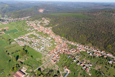 Offwiller in the state Bas-Rhin, France from the drone perspective