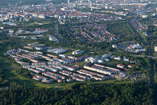 District Oberreut in Karlsruhe in the state Baden-Wuerttemberg, Germany from above