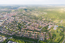 Aerial photograpy of District Durlach in Karlsruhe in the state Baden-Wuerttemberg, Germany