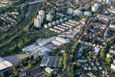 Aerial view of Killisfeldstr in the district Durlach in Karlsruhe in the state Baden-Wuerttemberg, Germany