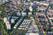Aerial photograpy of Killisfeldstr in the district Durlach in Karlsruhe in the state Baden-Wuerttemberg, Germany