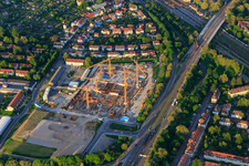 Construction site for the new building of dm-dialogicum (headquarters) and dmTECH GmbH in Am dm-Platz in the district Durlach in Karlsruhe in the state Baden-Wuerttemberg, Germany