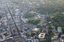 Aerial photograpy of Castle and castle park in the district Innenstadt-Ost in Karlsruhe in the state Baden-Wuerttemberg, Germany