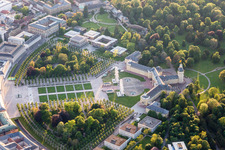 Building complex in the park of the castle of Karlruhe in Karlsruhe in the state Baden-Wurttemberg, Germany