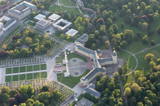 Aerial photograpy of Castle Square in the district Innenstadt-West in Karlsruhe in the state Baden-Wuerttemberg, Germany