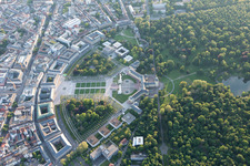 Castle Square in the district Innenstadt-West in Karlsruhe in the state Baden-Wuerttemberg, Germany from above