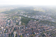 Aerial view of District Weststadt in Karlsruhe in the state Baden-Wuerttemberg, Germany