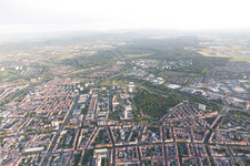 Aerial view of Brauerstr in the district Südweststadt in Karlsruhe in the state Baden-Wuerttemberg, Germany