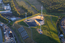 WKA and photovoltaics on the Müllberg/Windberg at the Rhine harbor in the district Knielingen in Karlsruhe in the state Baden-Wuerttemberg, Germany
