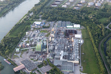 Stora Enso from the south in the district Knielingen in Karlsruhe in the state Baden-Wuerttemberg, Germany