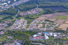 New development area Paul-Klee-Ring and Franz-Marc-Ring from the east in Wörth am Rhein in the state Rhineland-Palatinate, Germany