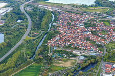 Altwörth from the north on the Wörther Altrhein in Wörth am Rhein in the state Rhineland-Palatinate, Germany