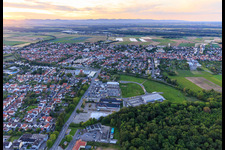 City overview from the south in the evening in Kandel in the state Rhineland-Palatinate, Germany