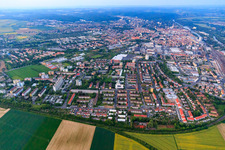 Bergl district from the west in Schweinfurt in the state Bavaria, Germany