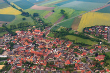 Village center with castle Sulzheim and church from the north in Sulzheim in the state Bavaria, Germany