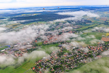 Middle School Burgebrach under clouds in Burgebrach in the state Bavaria, Germany