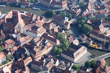 Old Town Hall above the left arm of the Regnitz in Bamberg in the state Bavaria, Germany