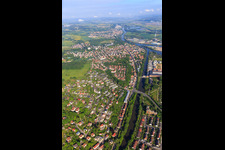 Peace Bridge over the Left Regnitsarm from the southeast in the district Gaustadt in Bamberg in the state Bavaria, Germany