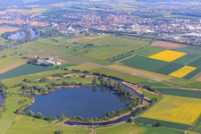 Sichelsee nature reserve with Sichelsee bird observation tower on the runway of the commercial airfield Haßfurt-Haßberge GmbH in the district Augsfeld in Haßfurt in the state Bavaria, Germany
