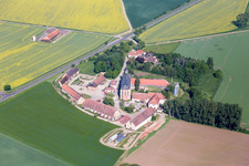 Buildings and parks at the mansion of the farmhouse mariaburghausen in Hassfurt in the state Bavaria, Germany