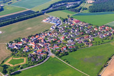 Village view on the A70 from the north in the district Horhausen in Theres in the state Bavaria, Germany