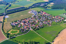 Aerial view of Village view on the A70 from the north in the district Horhausen in Theres in the state Bavaria, Germany