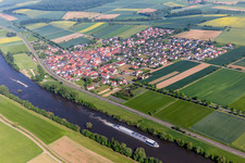 Village on the river bank areas of the Main river in Untertheres in the state Bavaria, Germany