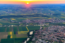 Sunset over the Main and Taschsee in Bergrheinfeld in the state Bavaria, Germany