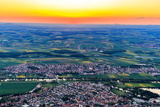 Sunset over the Main in Bergrheinfeld in the state Bavaria, Germany