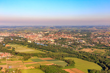City view from the east across the Main with Leopoldina Hospital of the city Schweinfurt GmbH in Schweinfurt in the state Bavaria, Germany