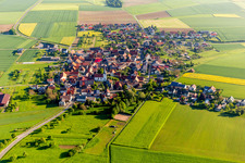 Aerial view of From the south in the district Ebertshausen in Üchtelhausen in the state Bavaria, Germany