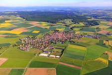Aerial view of Village view from the southeast in Großbardorf in the state Bavaria, Germany